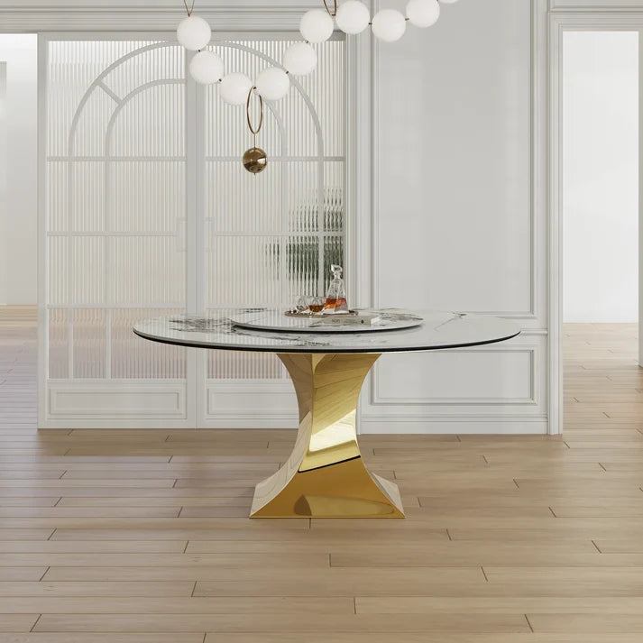59-Inch Round Sintered Stone Dining Table with Gold Stainless Steel Base: Complete A-to-Z Buying Guide