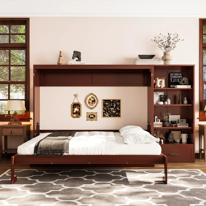 Queen Size Murphy Bed with Storage, Shelves &amp; Drawer: Complete A-to-Z Space-Saving Wall Bed Guide